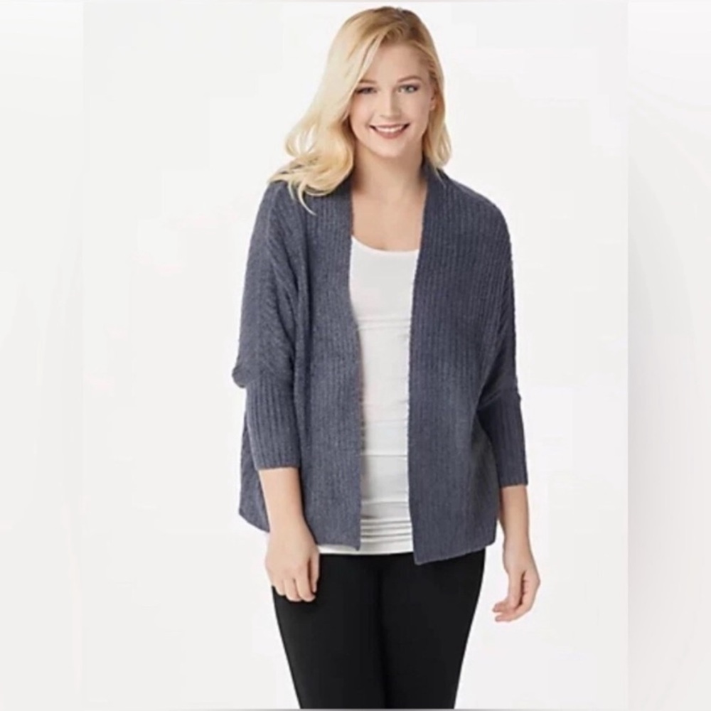 BAREFOOT DREAMS Cozy Chic Lite Ribbed Shrug Cardi in Pacific Blue